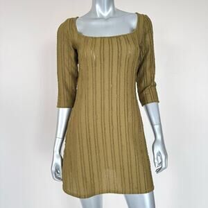 Reformation women ribbed dress in green size S